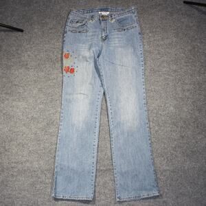 Y2K Denim 24/7 Jeans Womens‎ 14 Tall Light Blue Sequins Rhinestones Embroidery